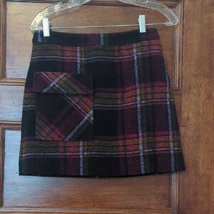 NWT Wool Blend Plaid Skirt | Mini - Size XS - Black And Pink